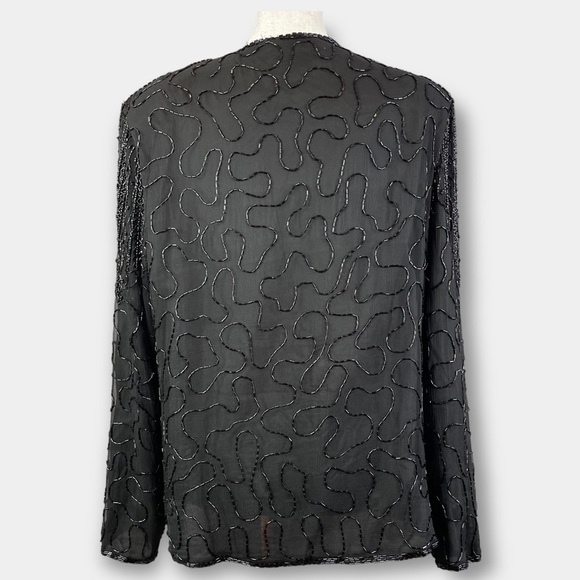 JMD New York Silk Beaded Cardigan Jacket Black Size Small - Picture 3 of 8
